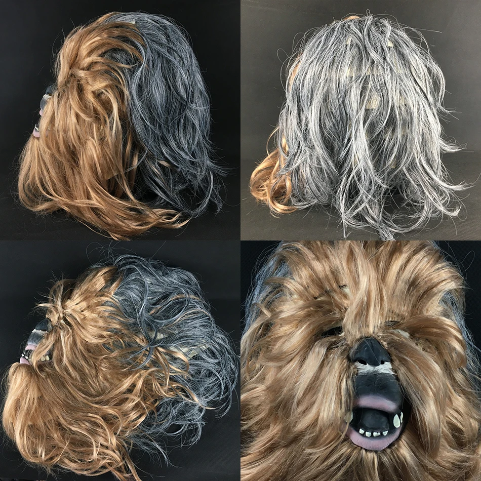 Chewbacca Mask Movie Star Wars Cosplay Latex Helmet With Wig Costume Prop Party Halloween Accessory1 (2)