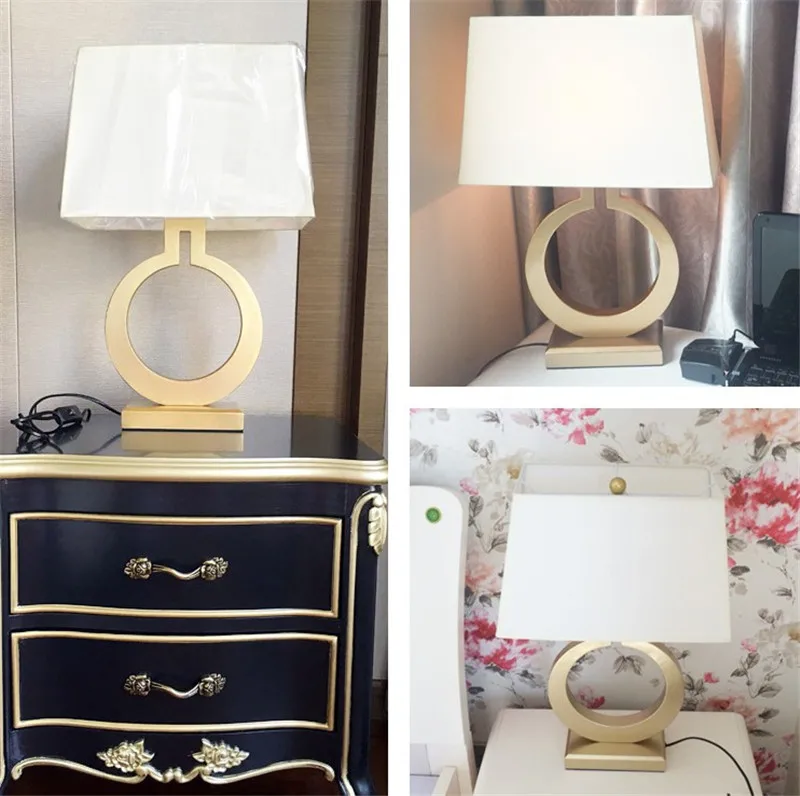 Американская настольная лампа современная роскошная лампа для спальни лампа для прикроватной тумбы золото поддержка белый ажурная ткань для гостиной