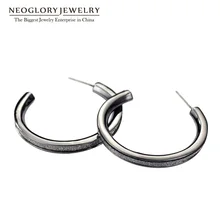 Neoglory, античные серьги-кольца с бронзовым покрытием для женщин,, большие круглые Винтажные Ювелирные изделия с металлическим блеском FA