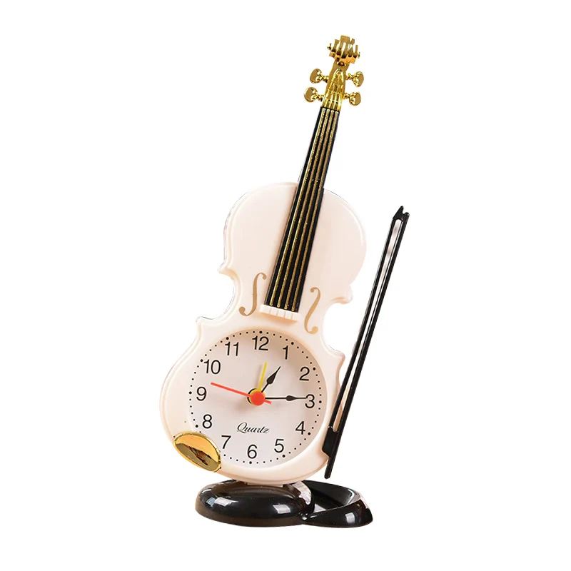 Новое поступление винтажные уникальные скрипки древние настольные часы Po будильник офисные принадлежности, домашний декор ручной работы подарок для детей - Цвет: White