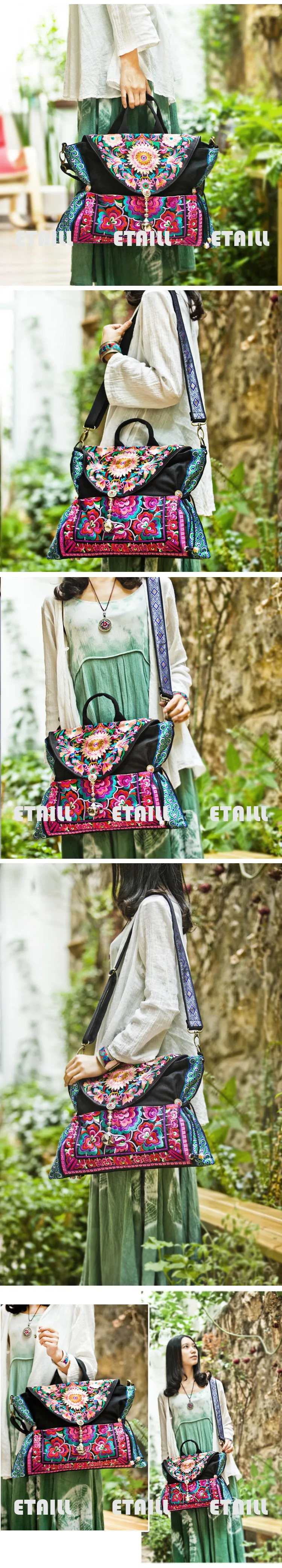 Новинка, винтажная сумка в богемном стиле с вышивкой из бисера Hmong, сумка для покупателей, женская сумка через плечо, сумка-мессенджер, сумка для женщин, Bordado Bolsa