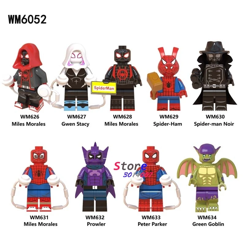 

Single Marvel Movie Spiderman Into Spider Verse Spider-Ham Miles Morales Prowler building blocks toys for children
