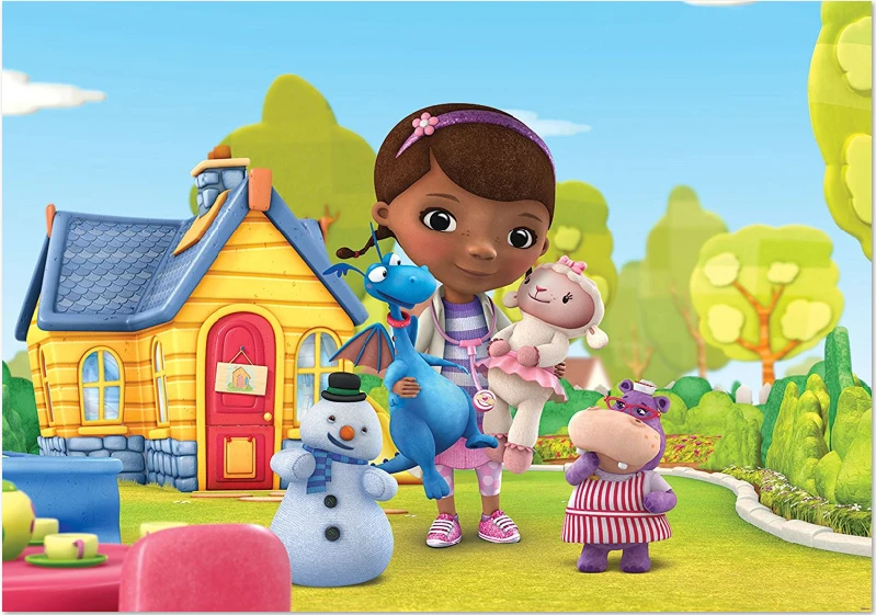5 X7Ft Doc Mcstuffins Green Garden House Pupazzo Di Neve Custom Photo Studio Sfondo Banner Vinile 220Cm X 150Cm