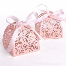 HAOCHU 20 шт поставщики для свадебных торжеств розовый принцесса прелестный цветок коробка конфет бант ленты сувениры полые мешочки для рождественских подарков