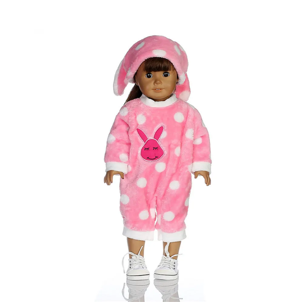 Розовый кролик шляпа+ комбинезоны Кукла Одежда fit 18 дюймов, 43 см, дети лучший подарок на день рождения N283