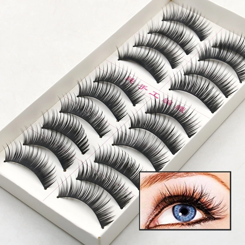 

10 Pairs False Eyelashes Natural Regular Long Bunches Reusable Eyelashes Artificial Fake Eye Lashes Wimpers Makeup Eye Lashes