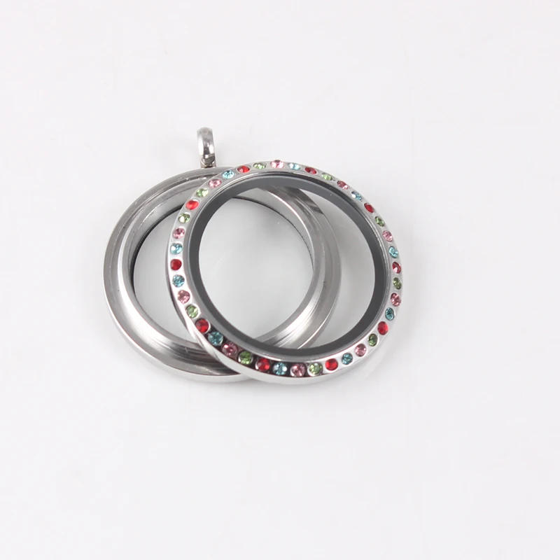 

20mm Round WaterProof Floating Locket Pendant Stainless Steel Screw Crystal living memory Locket