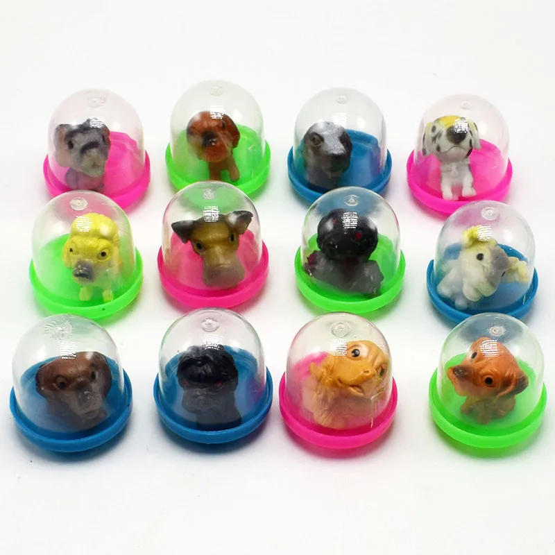 

12 Kinds Different Novelty Funny Mini Dog Pet Animal Surprise Egg Capsule Egg Ball Model Puppets Toy Kids Toys for Children
