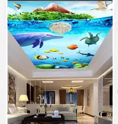Индивидуальные 3d обои 3d потолка обои фрески прекрасный мир океана HD Потолок Потолочная Фреска стены 3d украшения комнаты