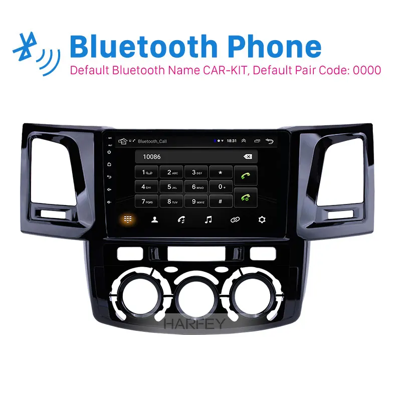 Best Harfey 9 inch Android 8.1 Radio for 2008-2014 Toyota Fortuner/Hilux Manual A/C Left Hand Driving Car GPS support Carplay 2din 1