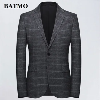 

BATMO 2019 new arrival autumn high quality plaid casual blazer men,men's plaid suits jackets ,19816