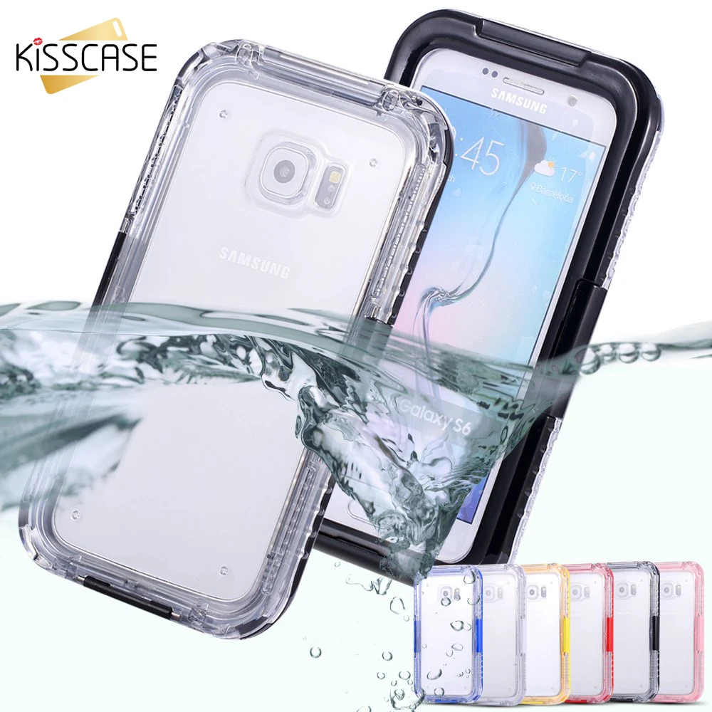 KISSCASE ل غالاكسي S3 S4 S5 S6 حافة زائد حالة شفافة للماء تصفح الرياضة غطاء لسامسونج غالاكسي S3 S4 s5 S6 ملاحظة 5