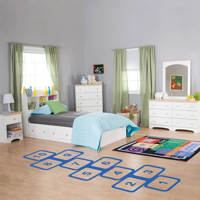 

Personalized floor stickers family game childhood memories sticker jump plaid playful hopscotch kids room decoration wall art