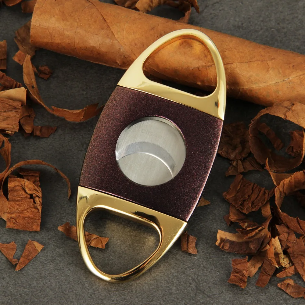 CIGARISM High end Golden Handle Stainless Steel Dual Blades Cigar