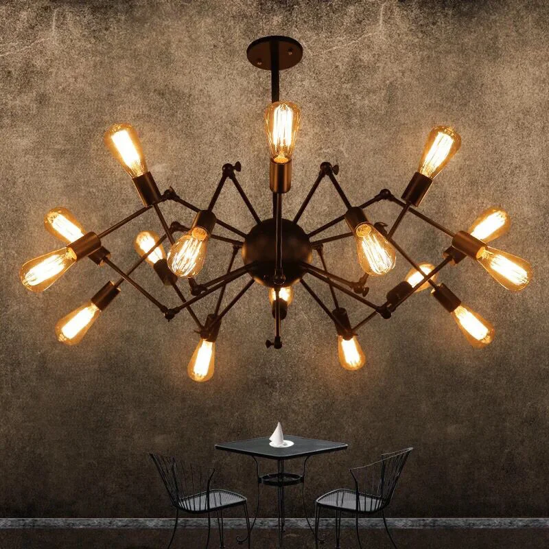 

Vintage led spider chandeliers Dining Room Country industrial chandelier hanging lightings Fixtures Black chandeliers C9