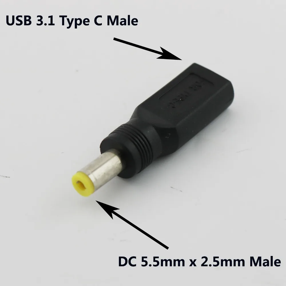 1 шт. 5,5 мм x 2,5 мм штекер для USB 3,1 type C USB-C разъем адаптера питания постоянного тока для зарядки