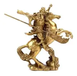 Искусство Ремесла Медь Сложные Древние Китайские Герой Гуань Гун Гуань Юй ездить на лошади латуни, статуи