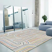 Утолщенный прикроватный ковер в скандинавском стиле с машинным плетением в радужную полоску, большой декоративный ковер для отеля, прикроватный коврик