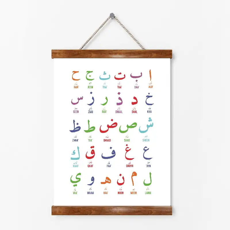 العربية الإسلامية الرسم على لوحات القماش الجدارية حروف عربي ة الحروف الهجائية أرقام ملصق يطبع الحضانة غرفة الاطفال جدار ديكور فني الرسم والخط Aliexpress