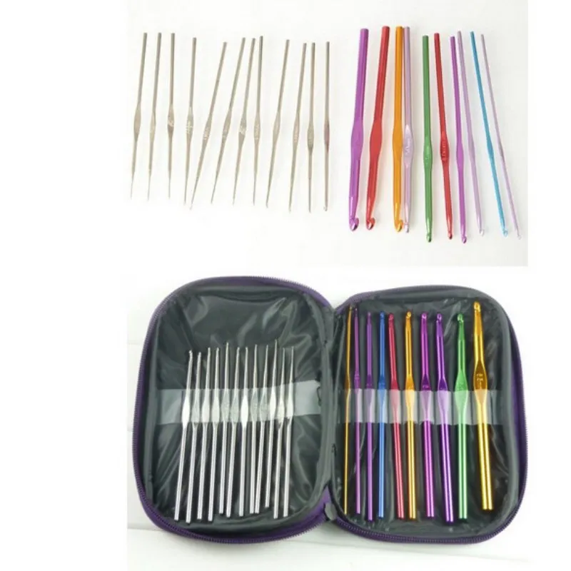

22Pcs/Set Stainless Steel Crochet Hooks Yarn Knitting Needles 2-8mm Sewing Tools with Case Sewing Tool Sets used with Fiber Arts