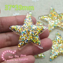 Звезда красочные блестящие Радуга кабошон Bling Star плоской задней ремесла 37*39 мм 50 шт./лот
