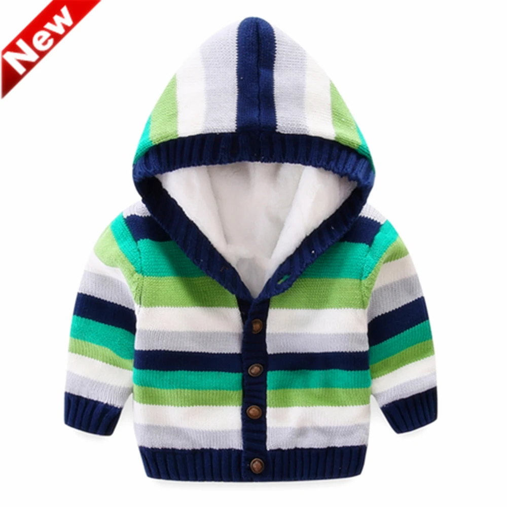 Winter Baby Sweater Boys Hooded Coat Children Toddler Boy Knit Sweaters