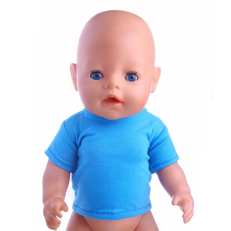 

Cute blue T-shirt clothes Accessories Fit 43cm - Doll & 18inch Doll Clothes Children Gift