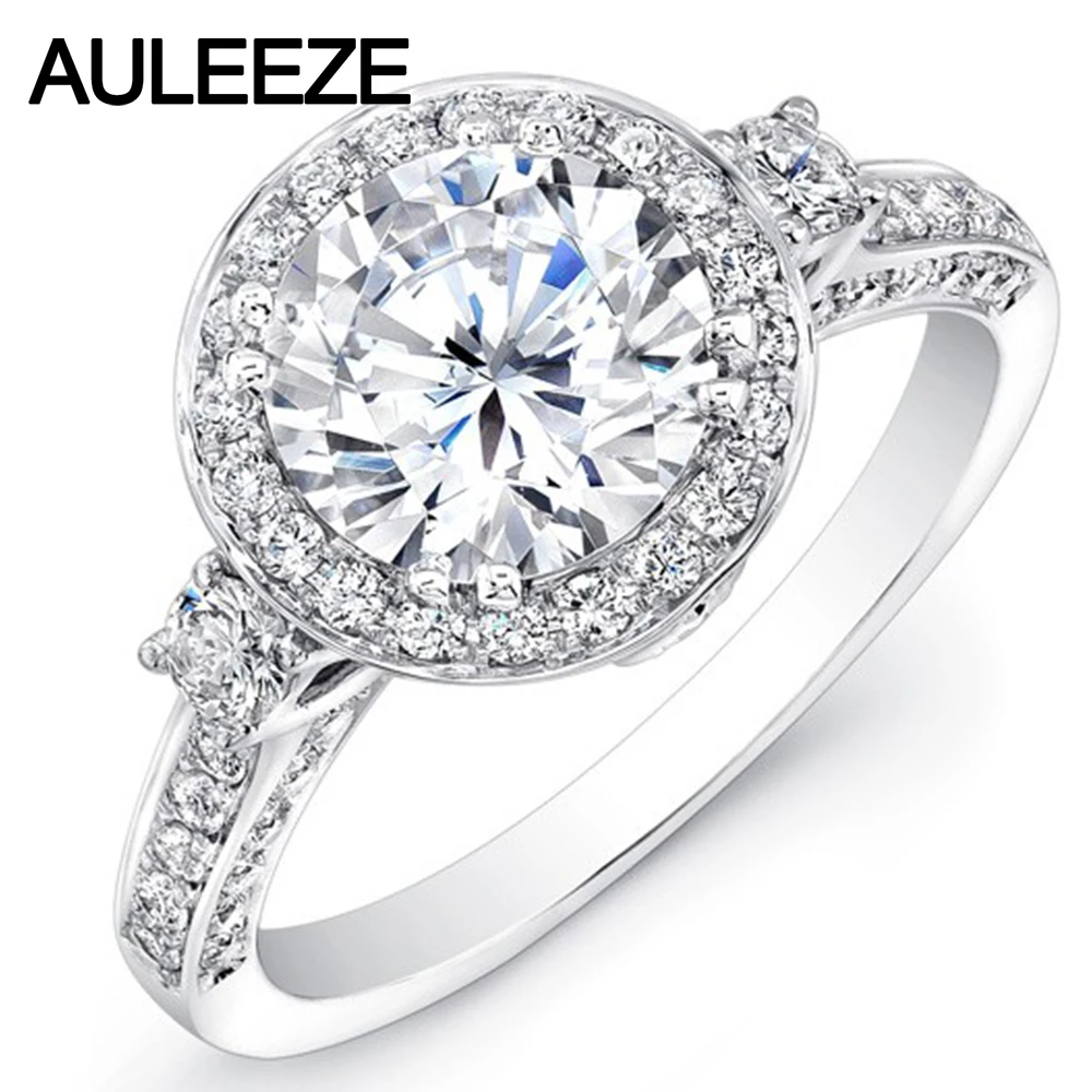 Тестовый позитив 14K белое золото 1 ct Moissanite кольцо для свадьбы Благородное женское