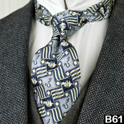 Мужские галстуки с принтом, шелк, винтажные Цветочные абстрактные персонажи, геометрические Пейсли, многоцветная печать, элегантные, ручная работа - Цвет: B61