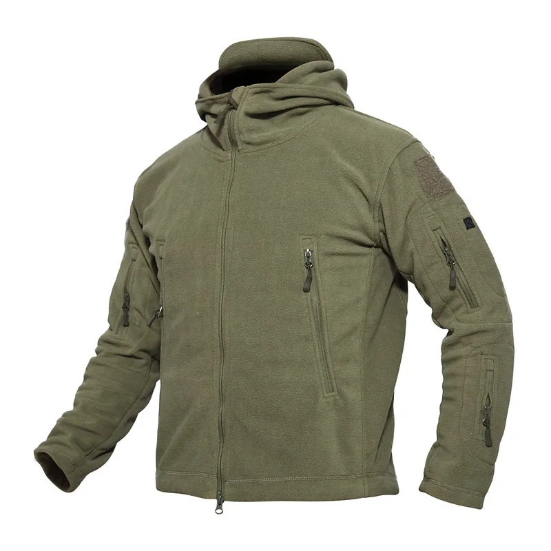 Уличные мягкие флисовые куртки, мужские военные тактические куртки, армейская спортивная одежда, термо охотничьи походные спортивные куртки с капюшоном - Цвет: Army green