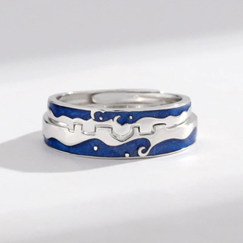 Qevila Fashion S925 Sterling Silver Original Allure Love Couple Rings For Lovers Texture Elegant Sexy Ring For Women Men Jewelry (3)