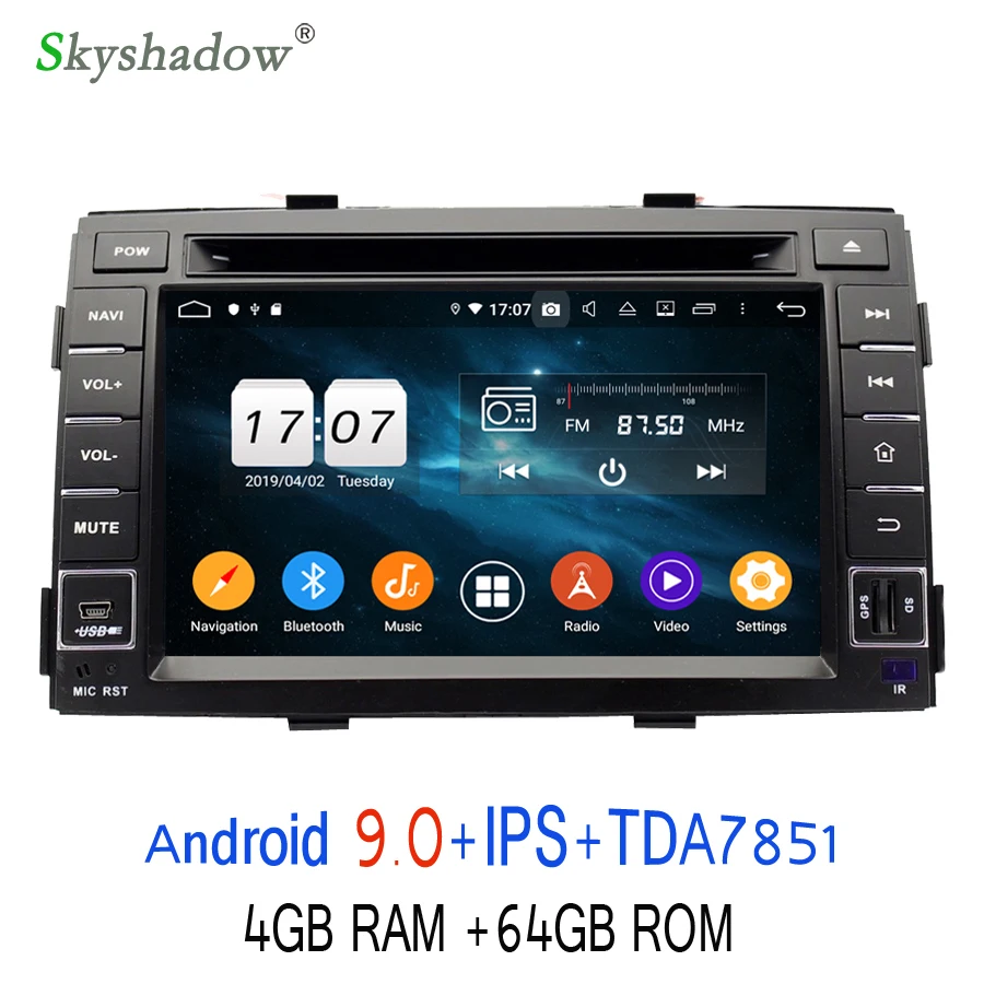 Ips TDA7851 DSP Android 9,0 Восьмиядерный 64 Гб rom для kia SORENTO 2011 2012 Bluetooth Wifi gps ГЛОНАСС карта Автомобильный dvd-плеер RDS радио