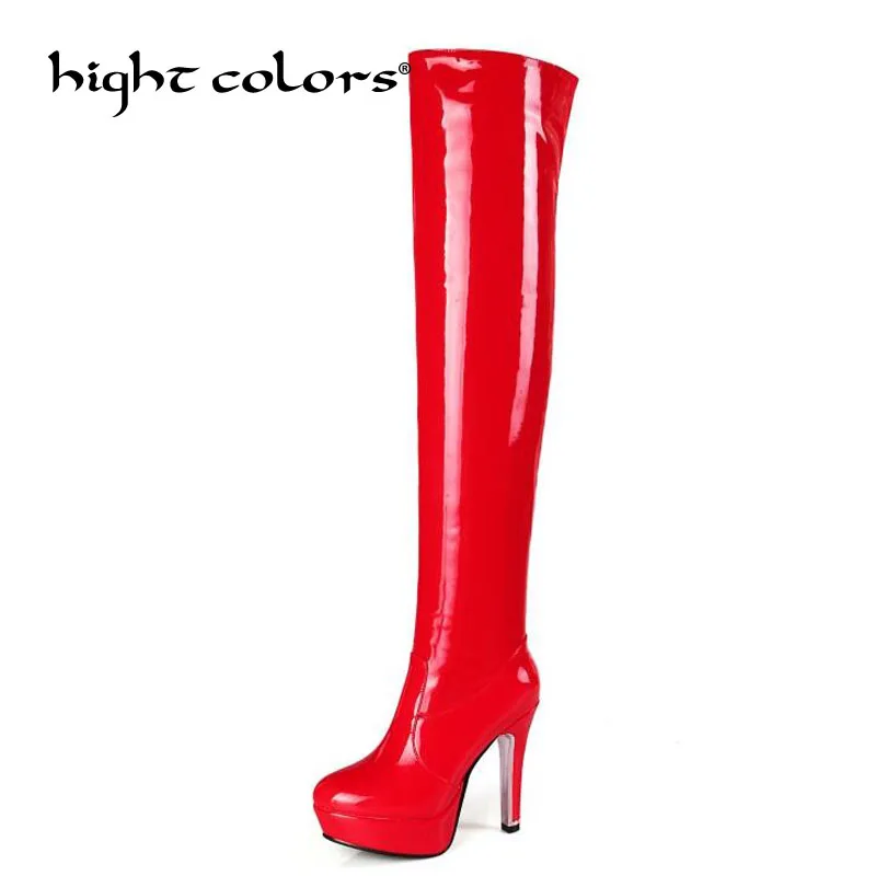 

Plus Size 43 Fashion Thigh High Heels Boots For Women Lace Up Platform High Heels Over The Knee Boots Sexy Steel Pipe Dance Boot