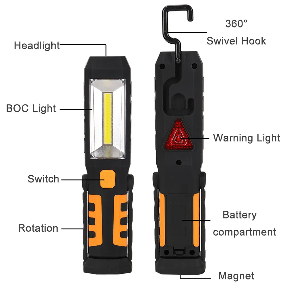 Высококачественный светодиодный светильник-вспышка для дома и офиса, лампы COB светодиодный рабочий свет, магнитный светильник-вспышка с крюком, складной фонарь, мощный светильник