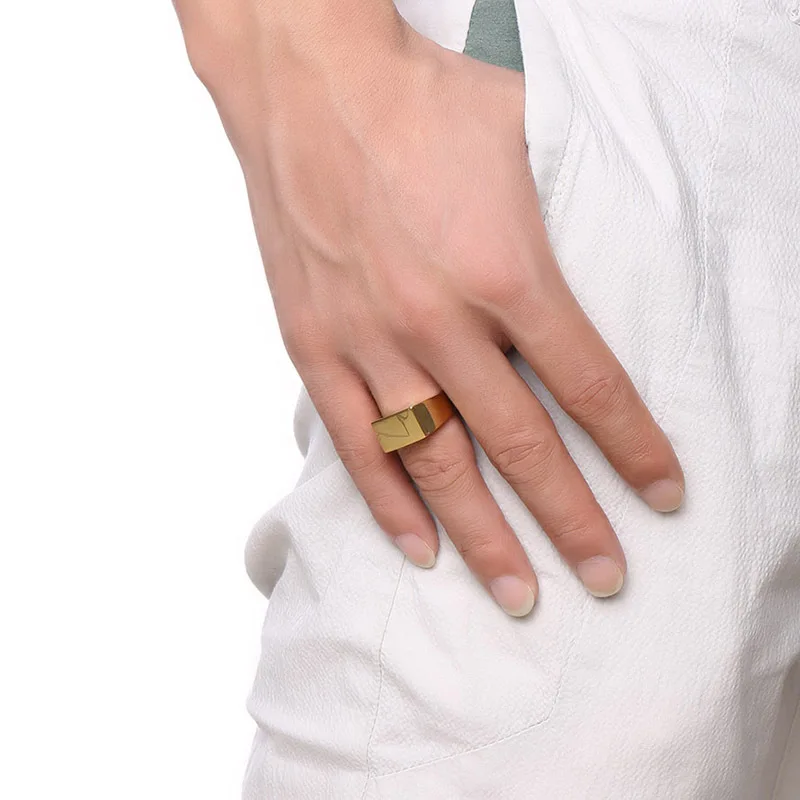 Fashion Black Gold Silver Color Stainless Steel irregular Rings For Boy and Boy Friendship Men Ring Simple Jewelry Ring Male