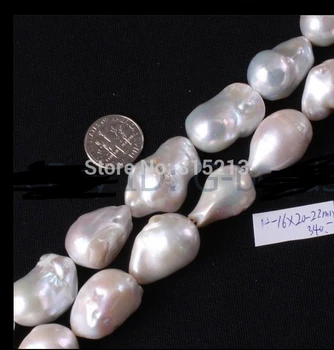 

FREE SHIPPING>@@> N1414 14-20mm baroque white natural cultured pearl beads strand necklace