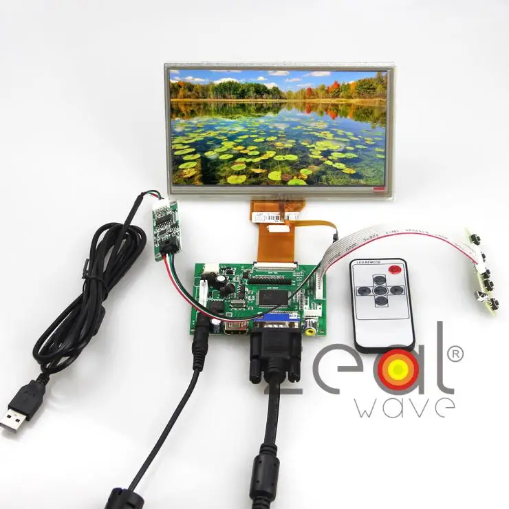 

HDMI/VGA/AV+Control Driver Board Card+Touch Screen+7inch AT070TN90 AT070TN92 800x480 FPC Length 80.15mm LCD Display Raspberry Pi