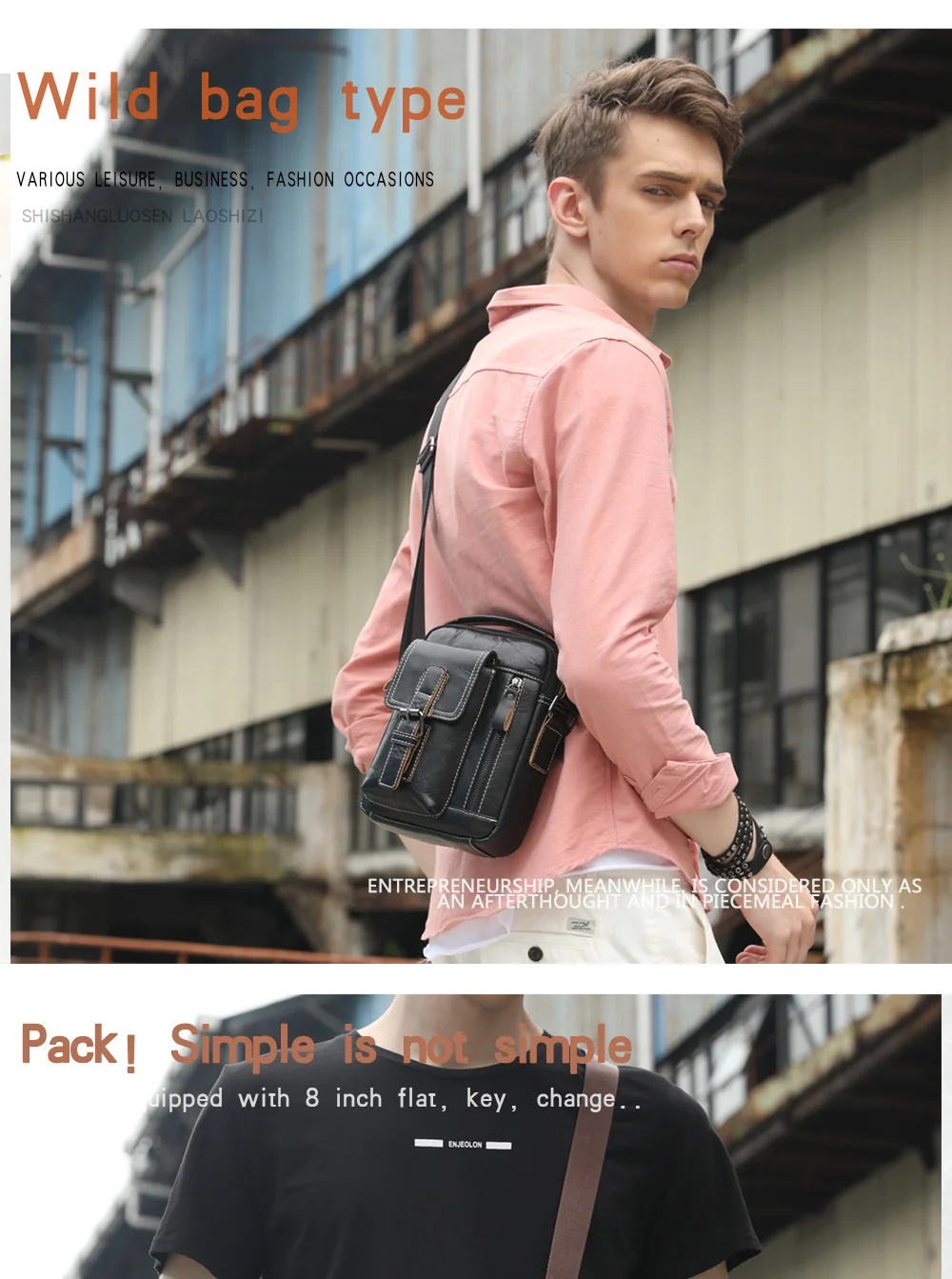 LAOSHIZI LUOSEN многофункциональная сумка на плечо из натуральной кожи с карманом, мужские сумки-мессенджеры, сумка через плечо 91307