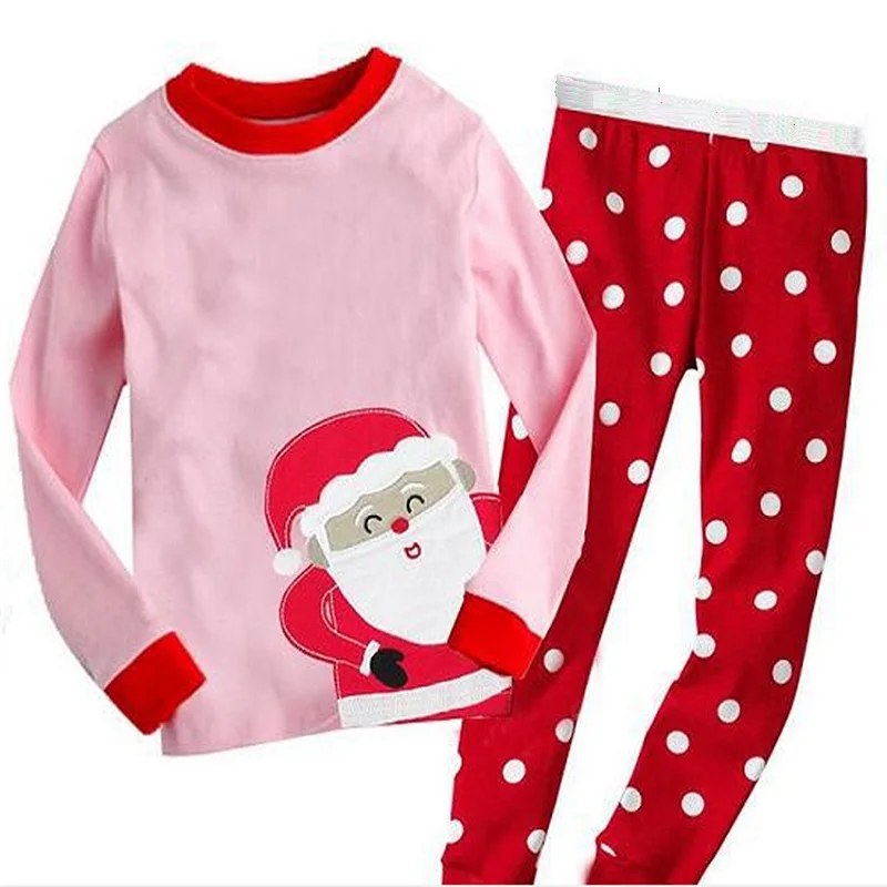 Hooyi мальчиков Рождественская пижама хлопок дети красный Санта Футболка зеленый красный, белый брюки с полосками для девочек пижамы с деревом одежда - Цвет: XM2
