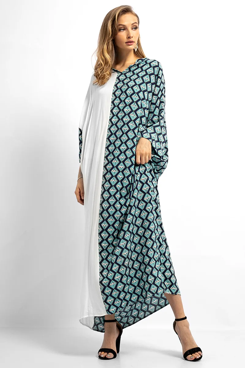 LORDXX Абаи Дубай Длинные свободные Для женщин макси платье контраст Цвет линии мусульманской Абаи халат платья Ближний Восток арабское