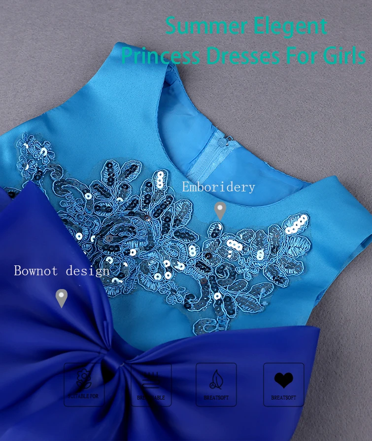 Торжественное платье; бальное платье; элегантные летние платья для девочек; коллекция года; праздничное платье принцессы; Одежда для маленьких детей; рождественское синее детское платье; SQ365
