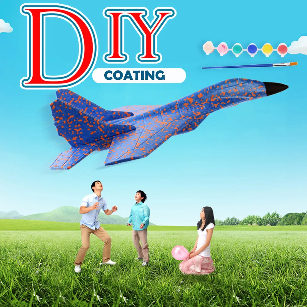 

Fun doll 2019 TOP DIY Coating Foam EPP Hand Launch Throwing Aircraft Airplane Glider DIY Plane Toy 5.14