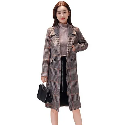 Automne Élégante De Femmes Mélanges 2018 Femelle Nouveau 2 Hiver Longues 1 Lâche Veste Manteaux Mode Manches Plaid Laine À xYwqdt16w