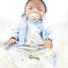 Силикона Reborn Baby закрытыми глазами игрушки куклы ручной работы реалистичные модно Рождество подарок Brinquedos для детей