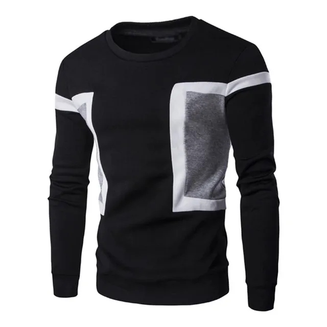 Fashion Men Cotton Sweatshirt Fleece Patchwork Color Design O Neck Full Sleeve Brand Quality