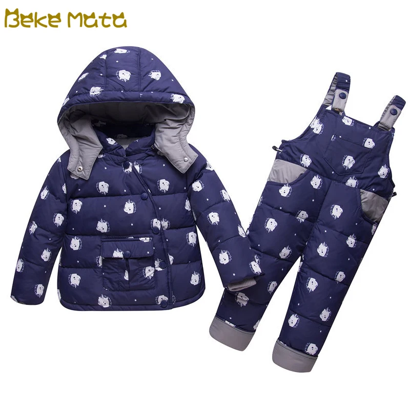 

BEKE MATA Baby Winter Coats Girls Set 2018 Thick Warm Kids Down Jacket Boys Toddler Girl Clothing Set Coat+Pant Snowsuit Clothes