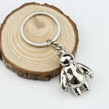 

Metal Big hero 6 baymax keychain Cartoon movie Beast corps Baymax robot key chain figure Big White key chains