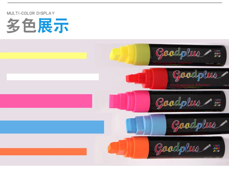 Цвет вспышки неоновый цвет 15 мм наконечник большая настенная краска рисунок маркер и стираемый флуоресцентный окно жидкость мел маркер ручка