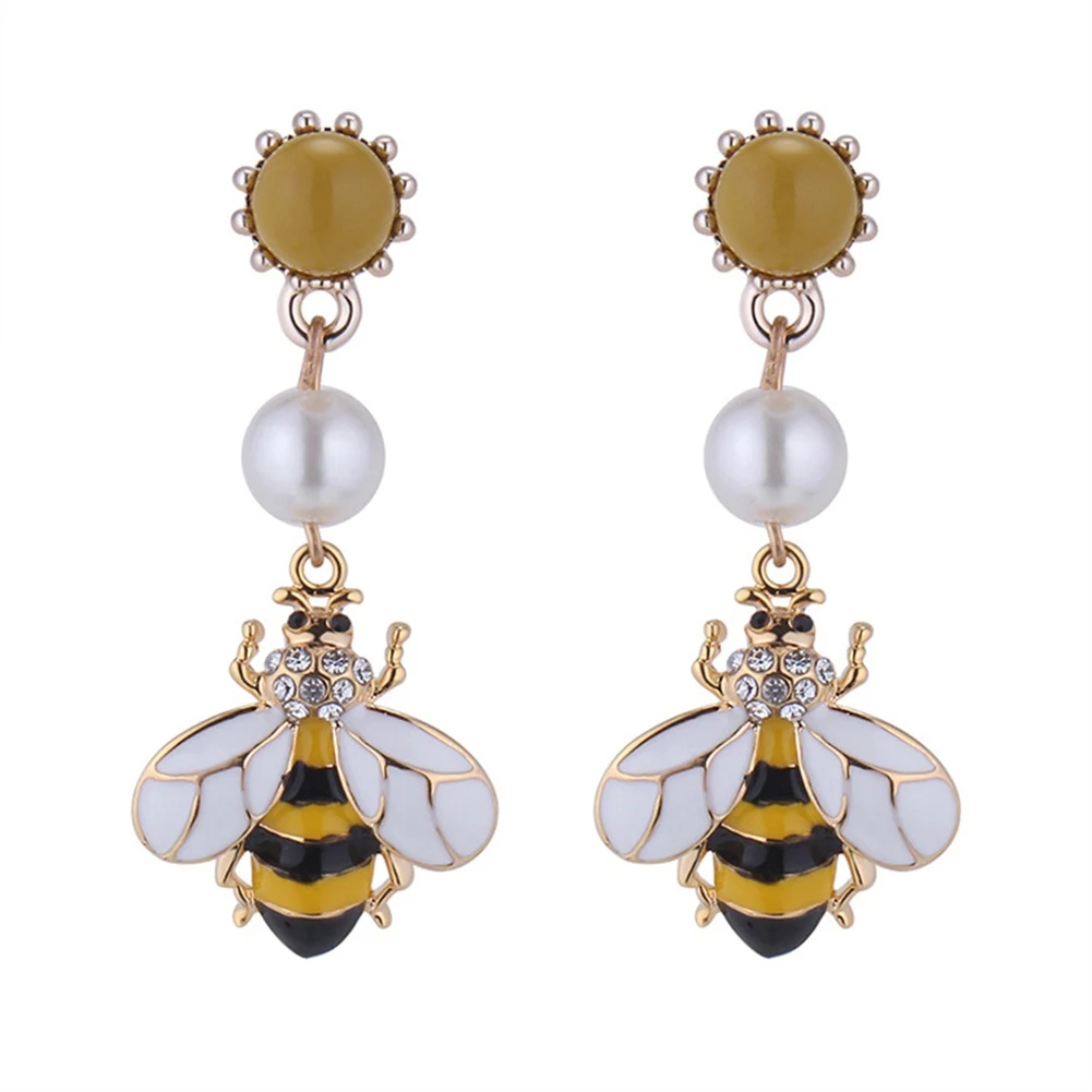 

Creative New Flower Bee Asymmetric Earrings Zircon Earrings Wholesale Bulb Ball Earings Fashion Jewelry For Women Girl Gift
