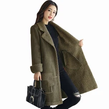 Шерстяное меховое интегрированное теплое шерстяное меховое пальто для женщин, модное зимнее длинное шерстяное пальто из овчины, элегантное женское пальто из овечьей кожи QH1083